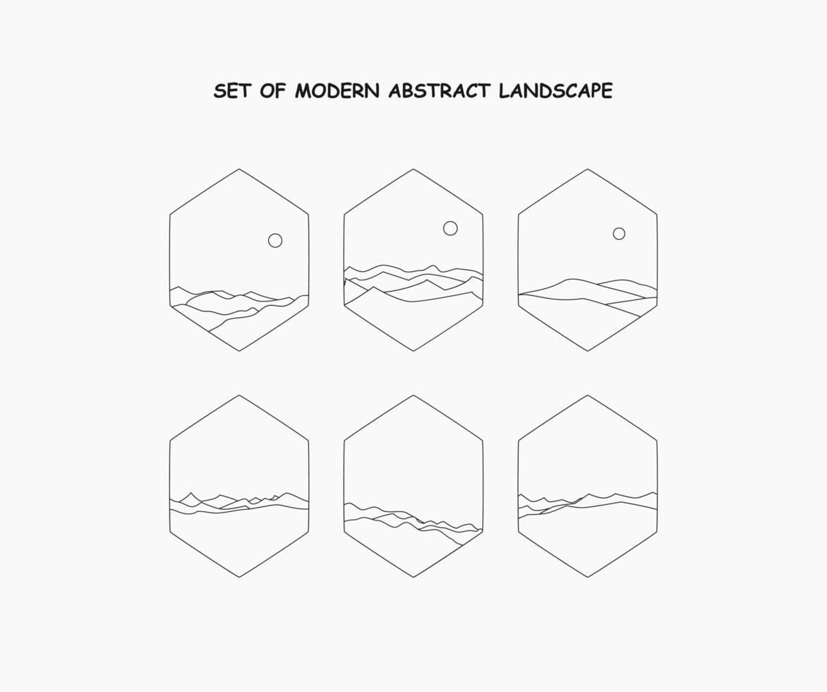 set of modern abstract landscape vector