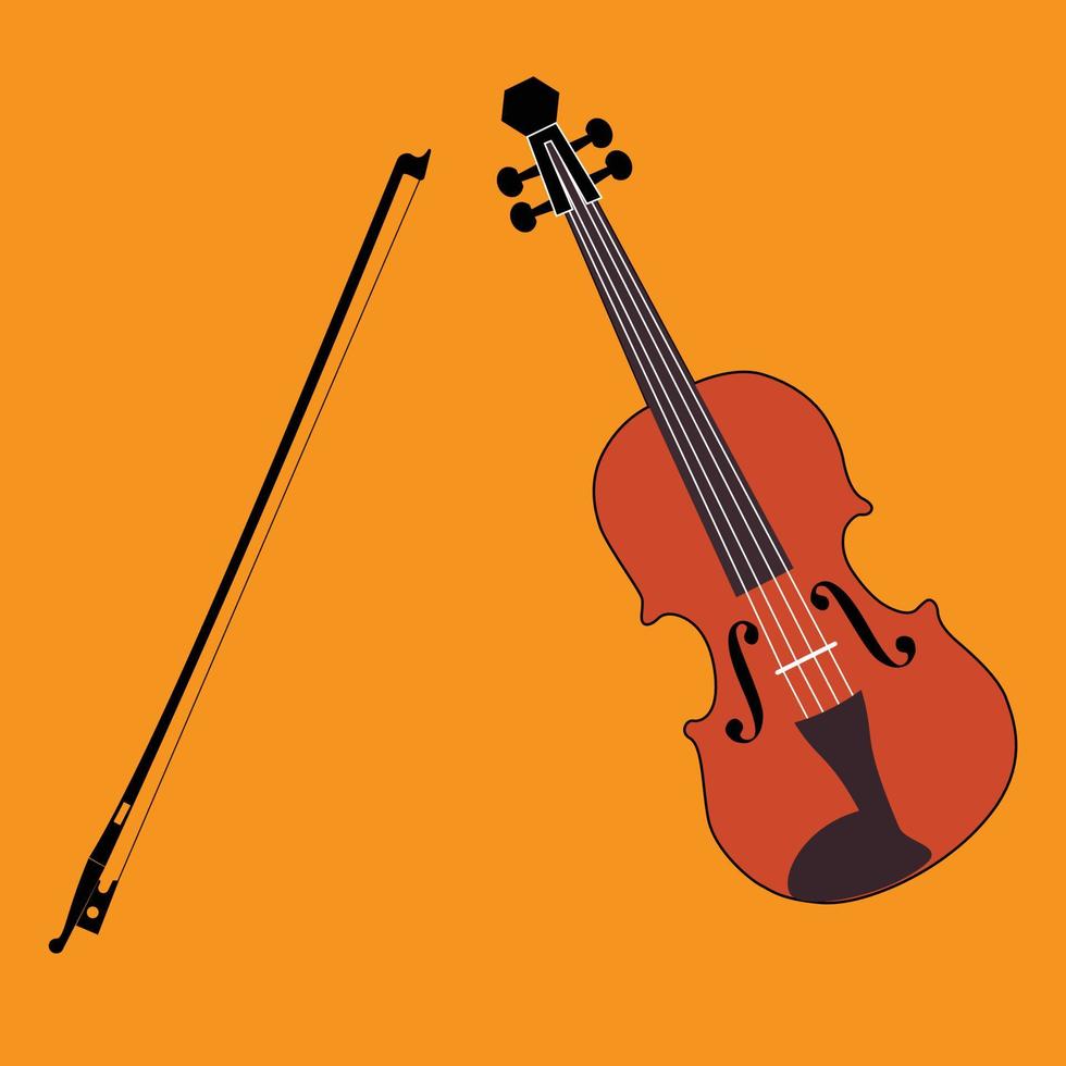 simple violin with bow illustration vector