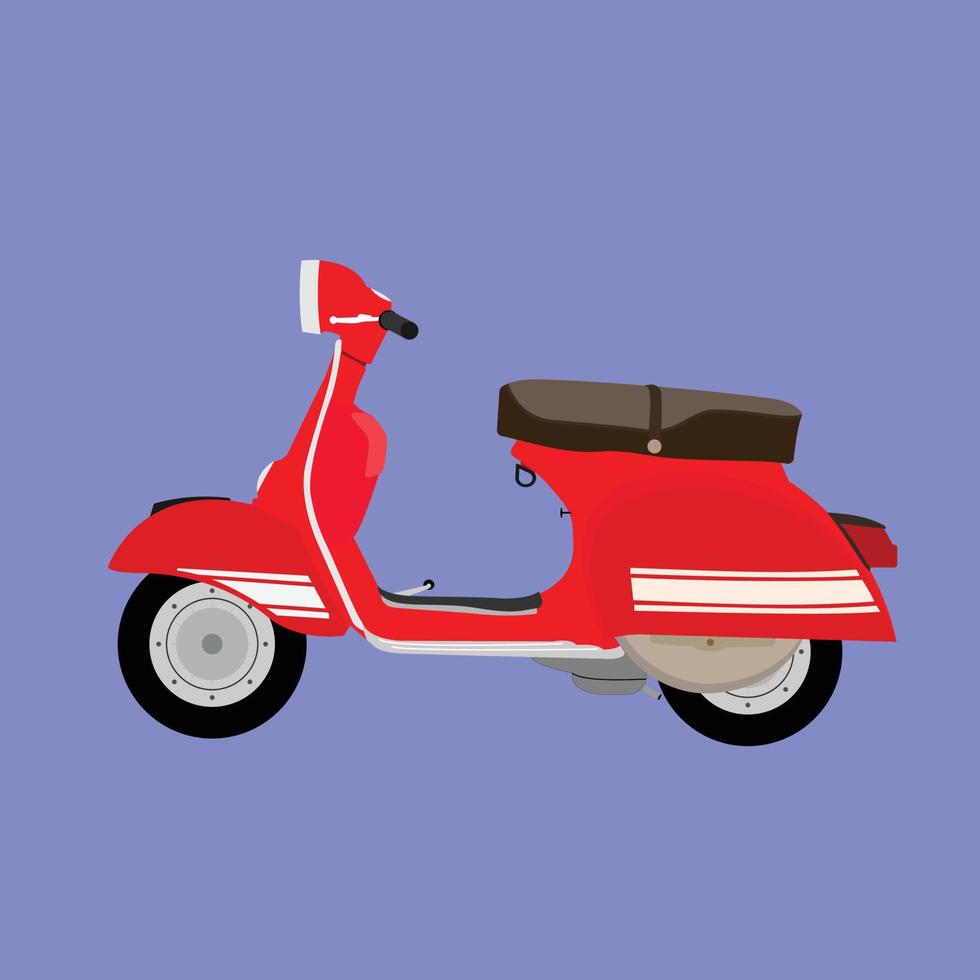 ilustración de una moto roja en la carretera vector