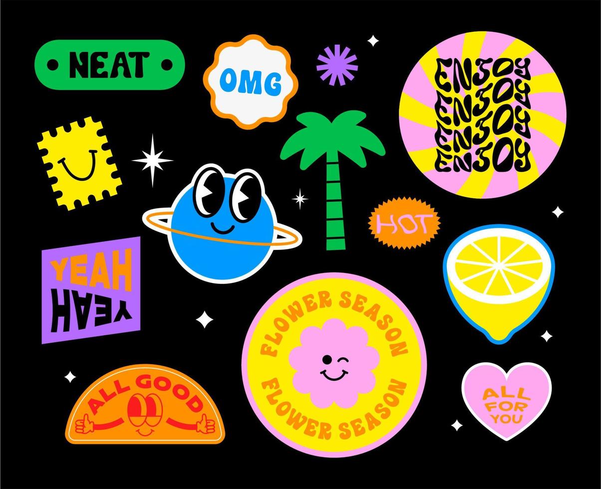 90s Stickers pizza Illustration for banner, promotion, etc