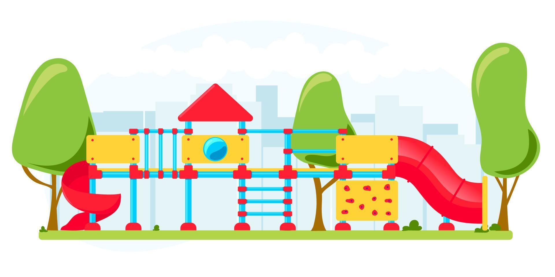 Kids playground. Set of playing equipment elements. City park concept. Vector illustration