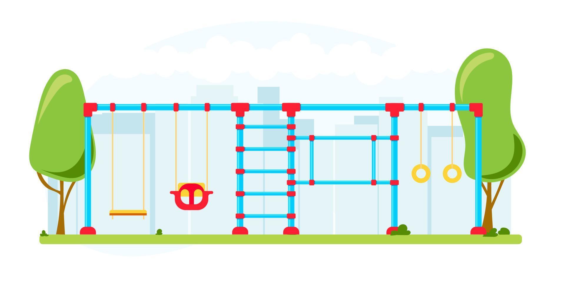 Kids playground. Set of playing equipment elements. City park concept. Vector illustration