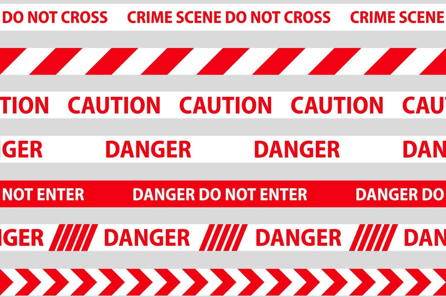 Danger, caution and warning seamless tapes. vector