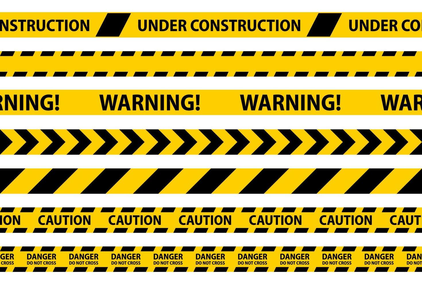 Danger, caution and warning seamless tapes. vector