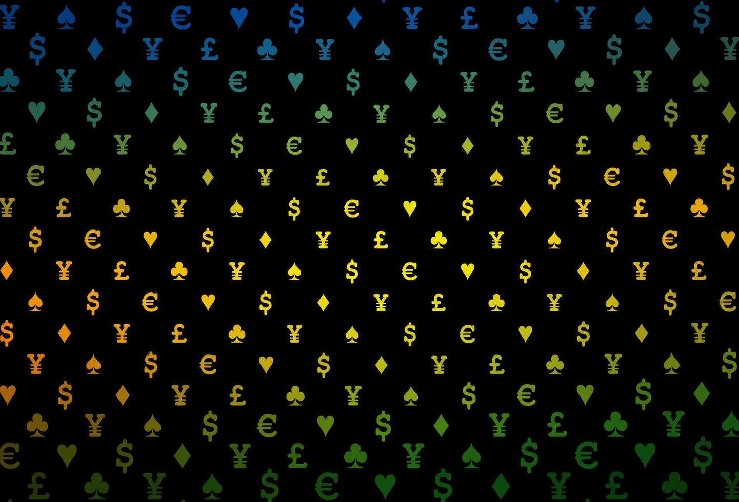 Dark multicolor, rainbow vector pattern with symbol of cards.