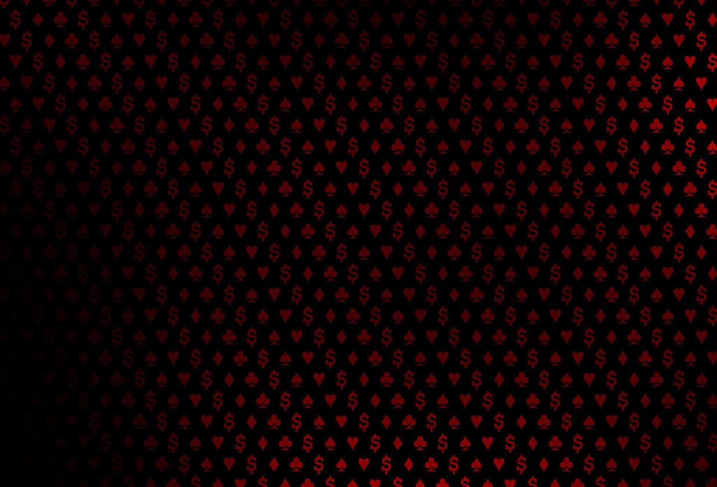 Dark red vector background with cards signs.