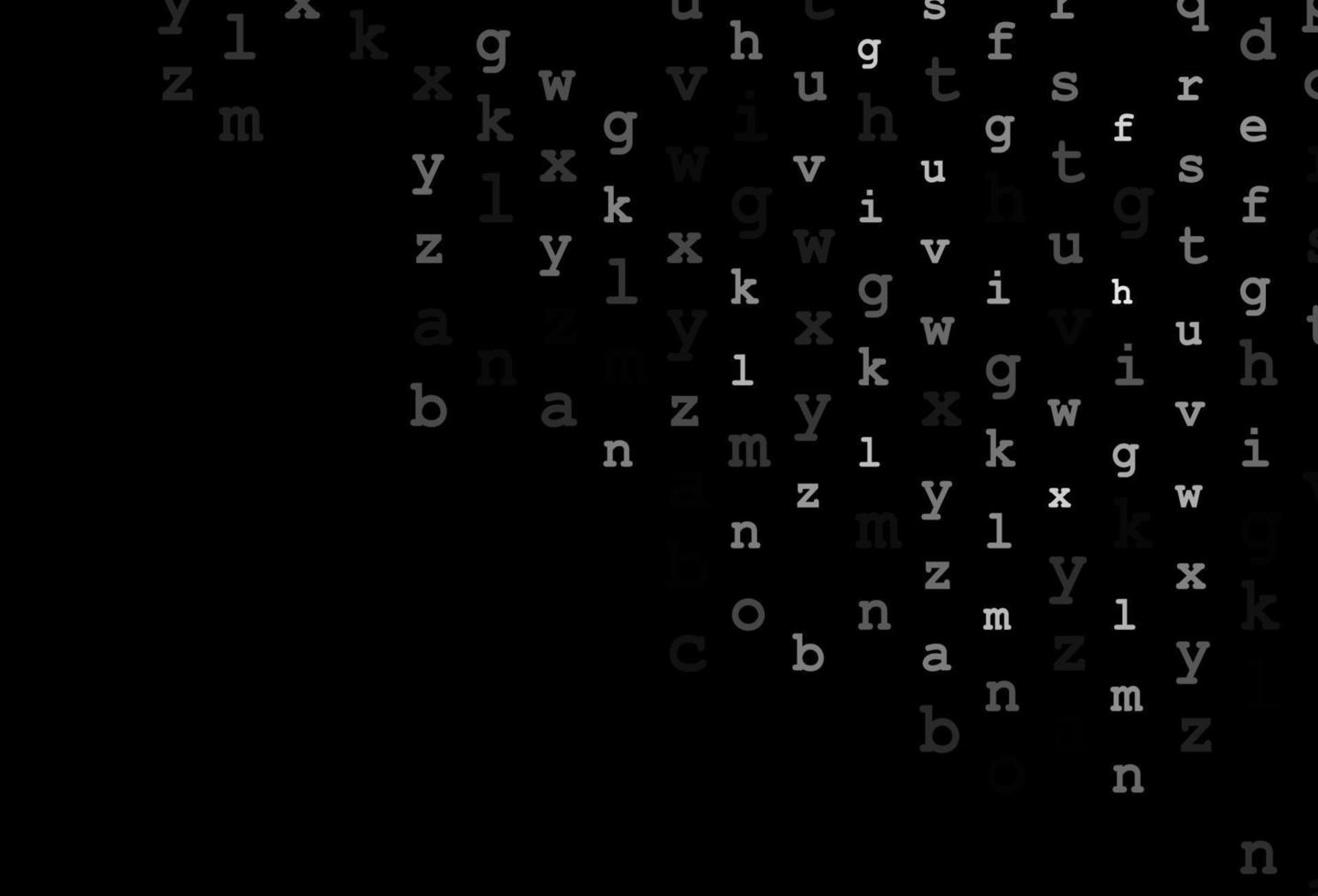 diseño vectorial gris plateado oscuro con alfabeto latino. vector