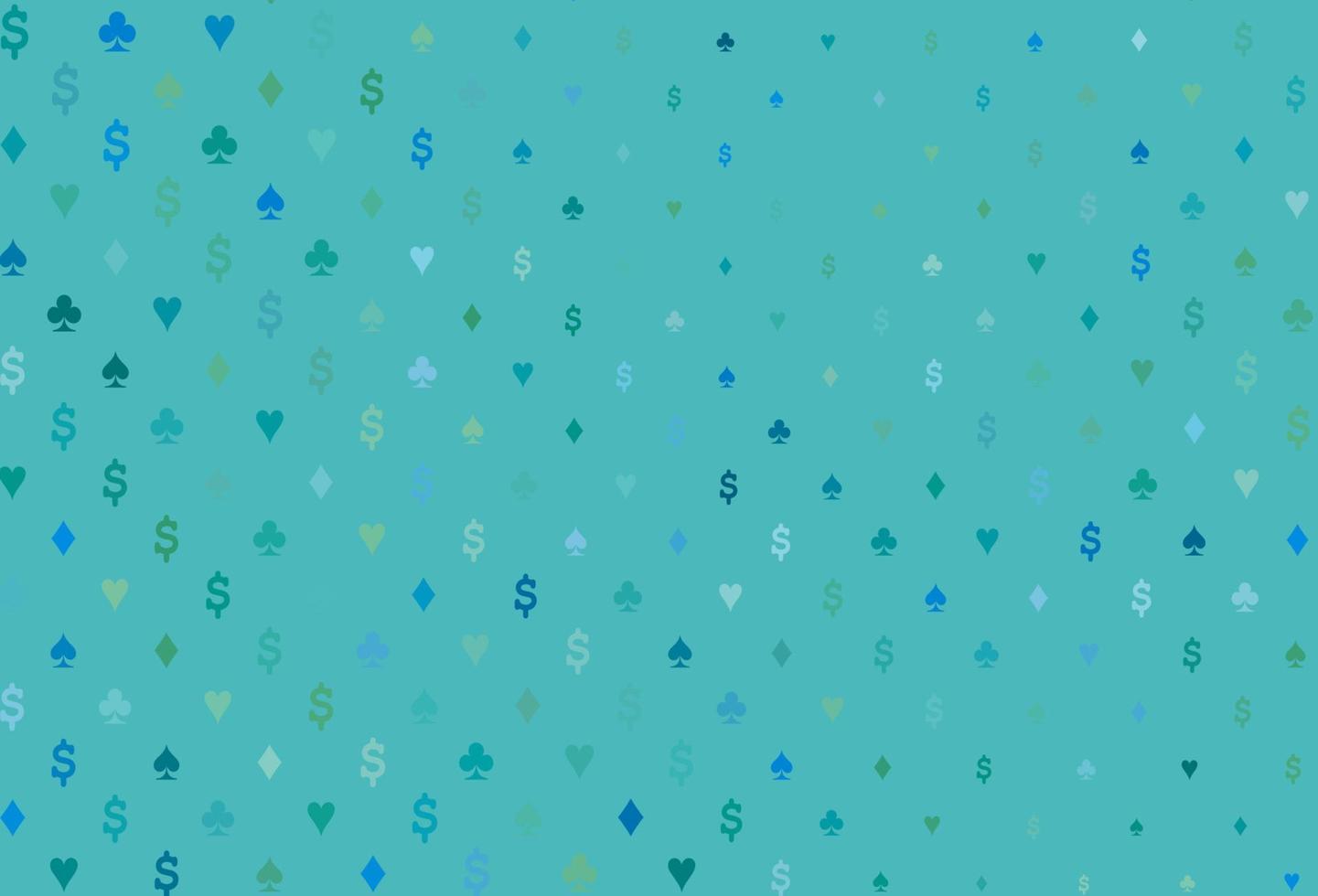 Fondo de vector azul claro, verde con signos de tarjetas.