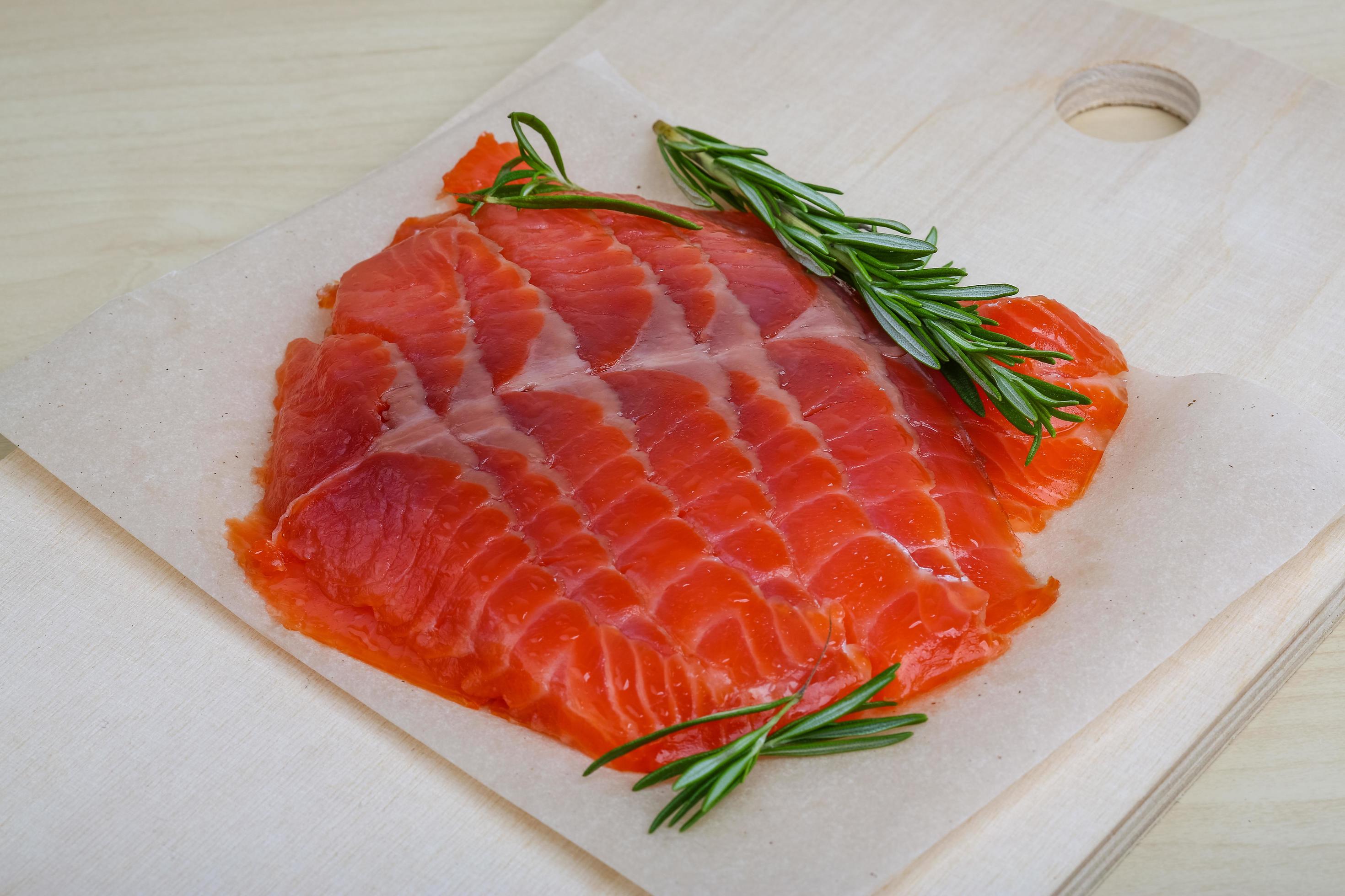 Sliced salmon dish 12718154 Stock Photo at Vecteezy
