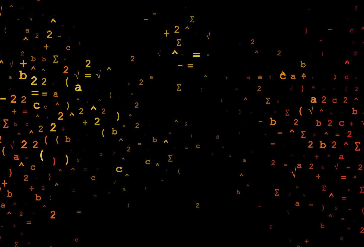plantilla de vector naranja oscuro con símbolos matemáticos.