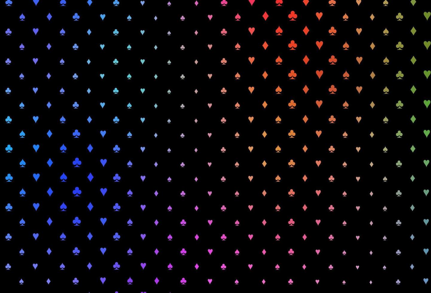 Dark multicolor, rainbow vector template with poker symbols.