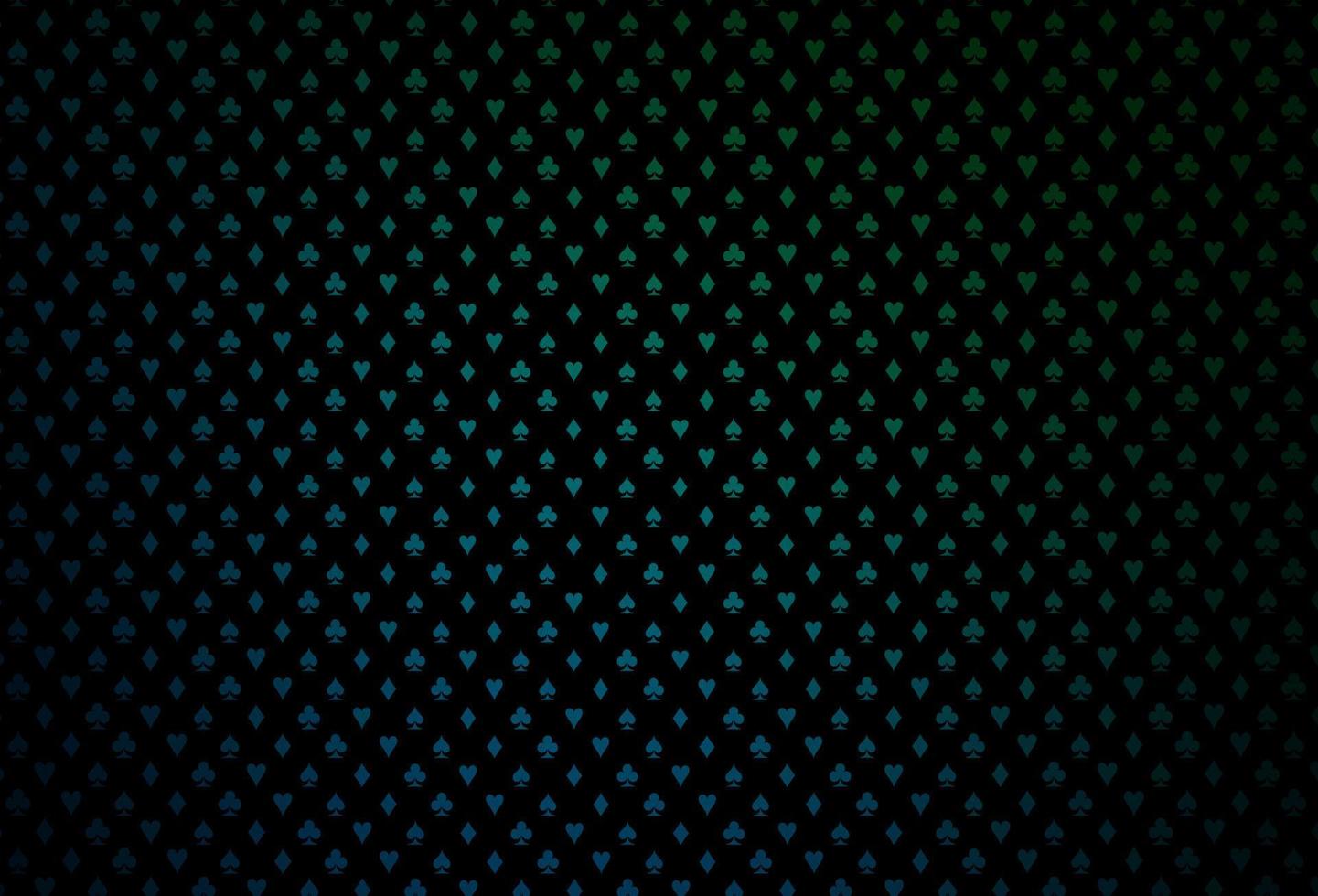 Dark blue, green vector cover with symbols of gamble.