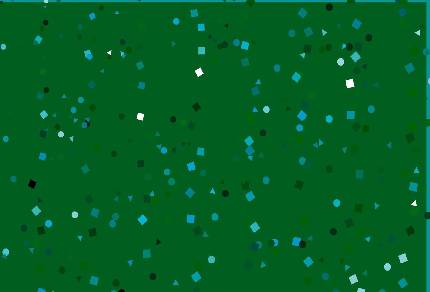 plantilla de vector azul claro, verde con cristales, círculos, cuadrados.