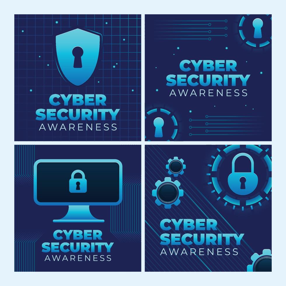 Cyber Security Awareness Social Media Templates vector