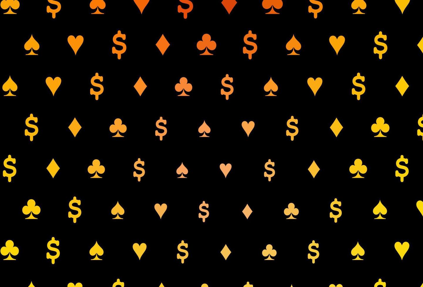 Dark yellow, orange vector background with cards signs.