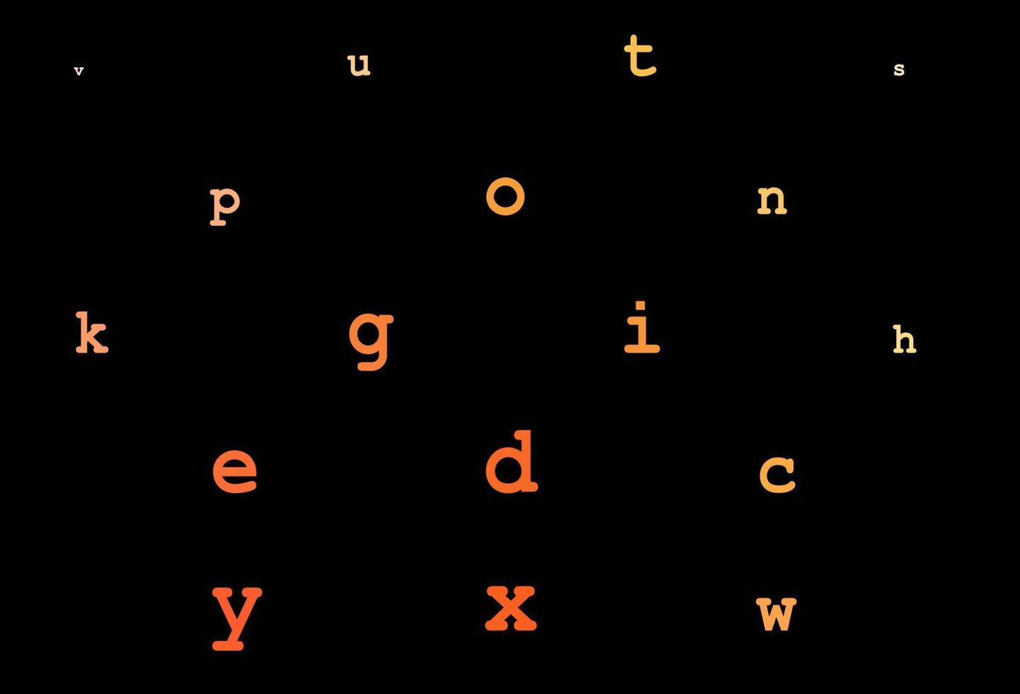 Dark yellow, orange vector layout with latin alphabet.