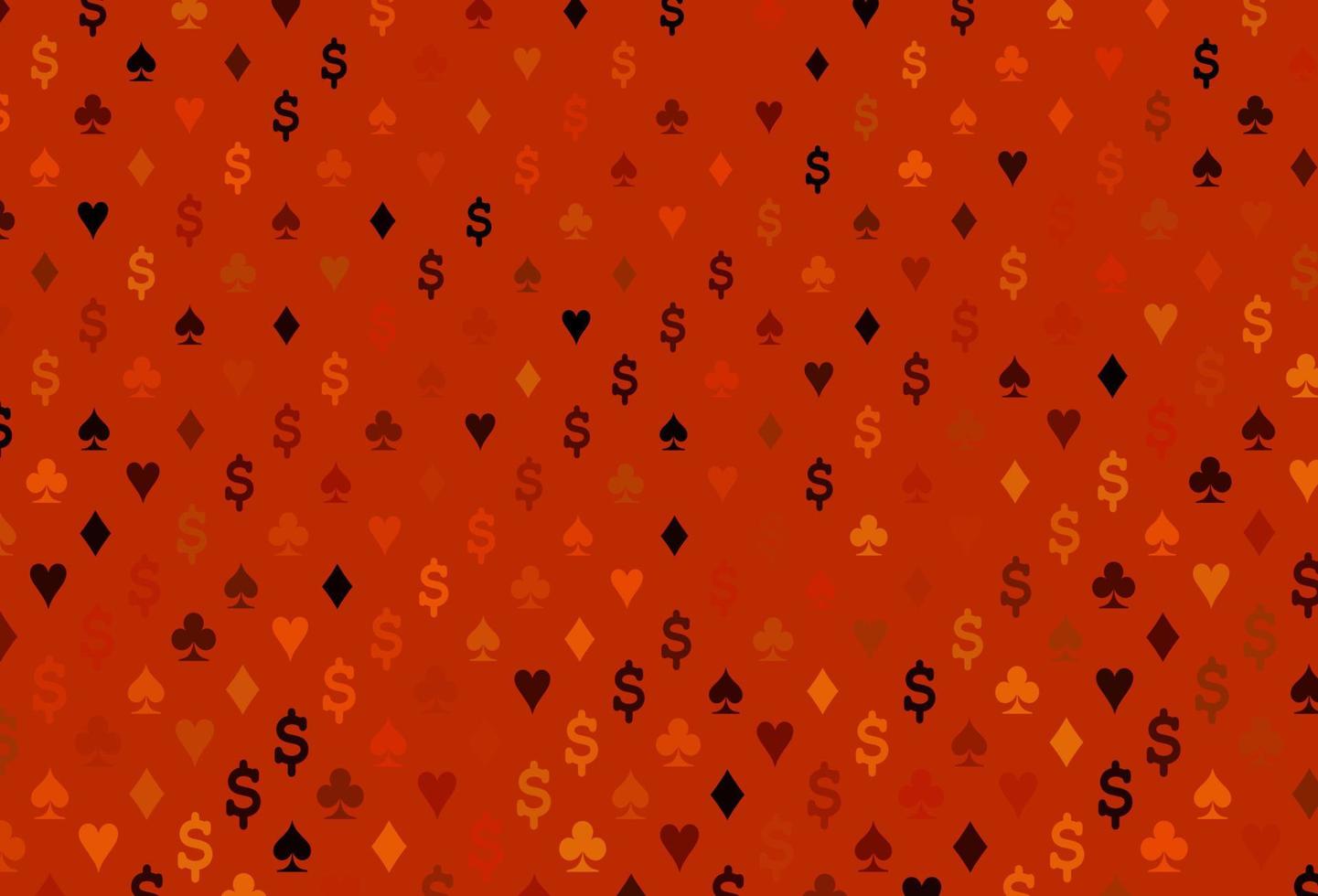 Patrón de vector naranja oscuro con símbolo de tarjetas.