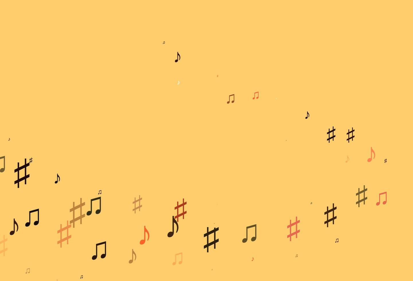 Light Orange vector background with music symbols.