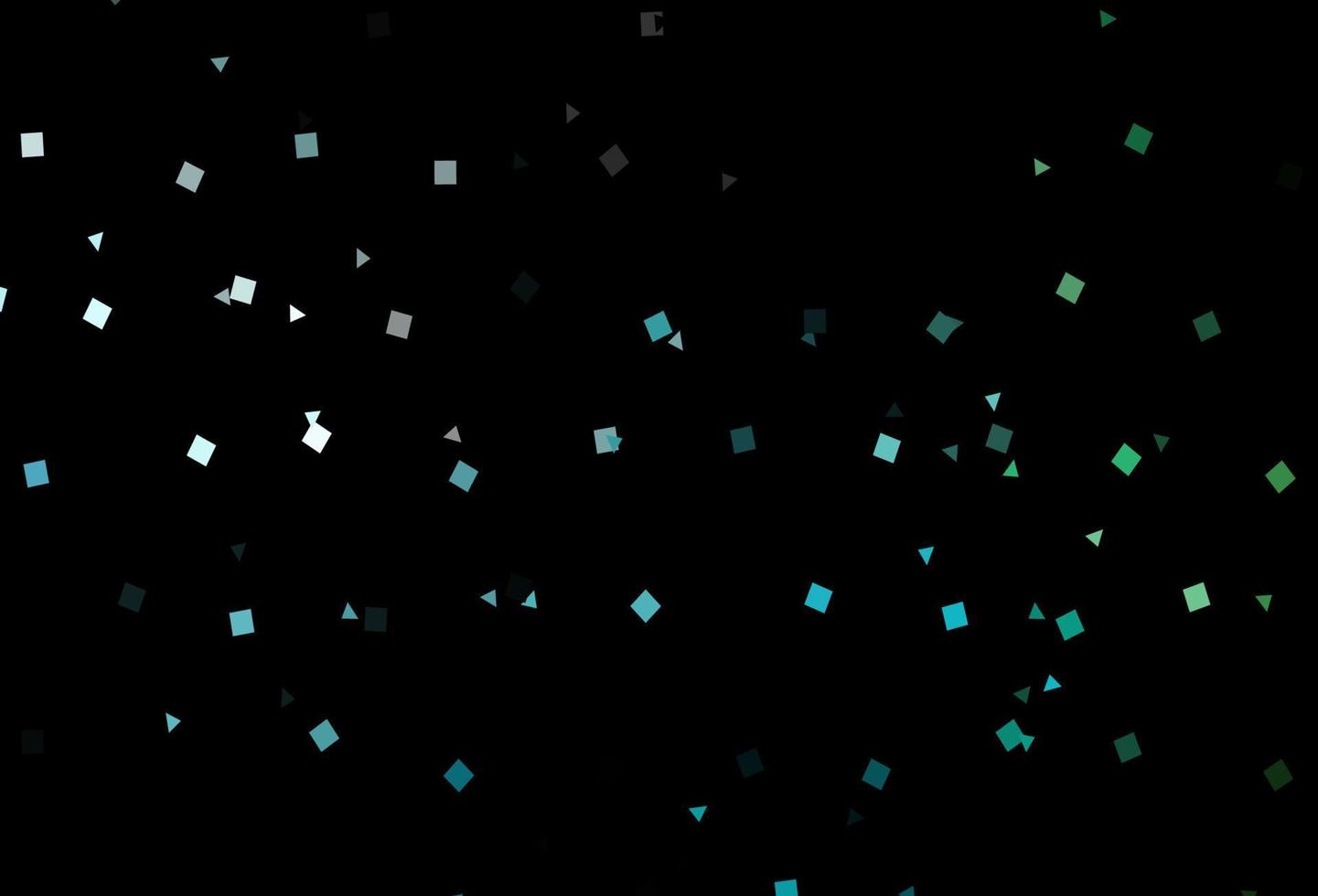 Fondo de vector azul oscuro, verde con triángulos, círculos, cubos.