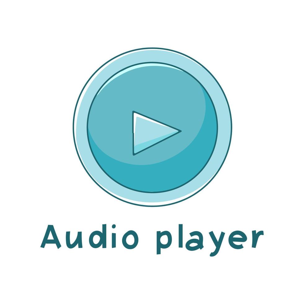 Audio player icon, in hand drawn style, isolated on white background. Audio player sign vector