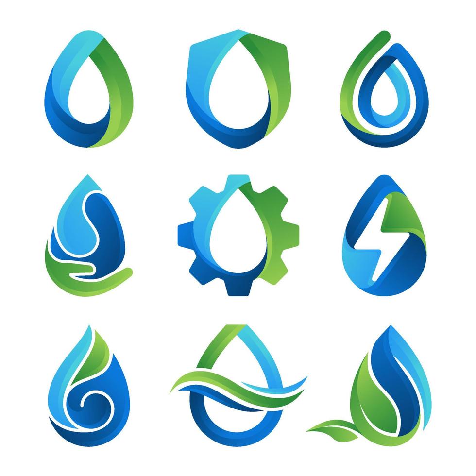 conjunto de concepto de logotipo de agua vector