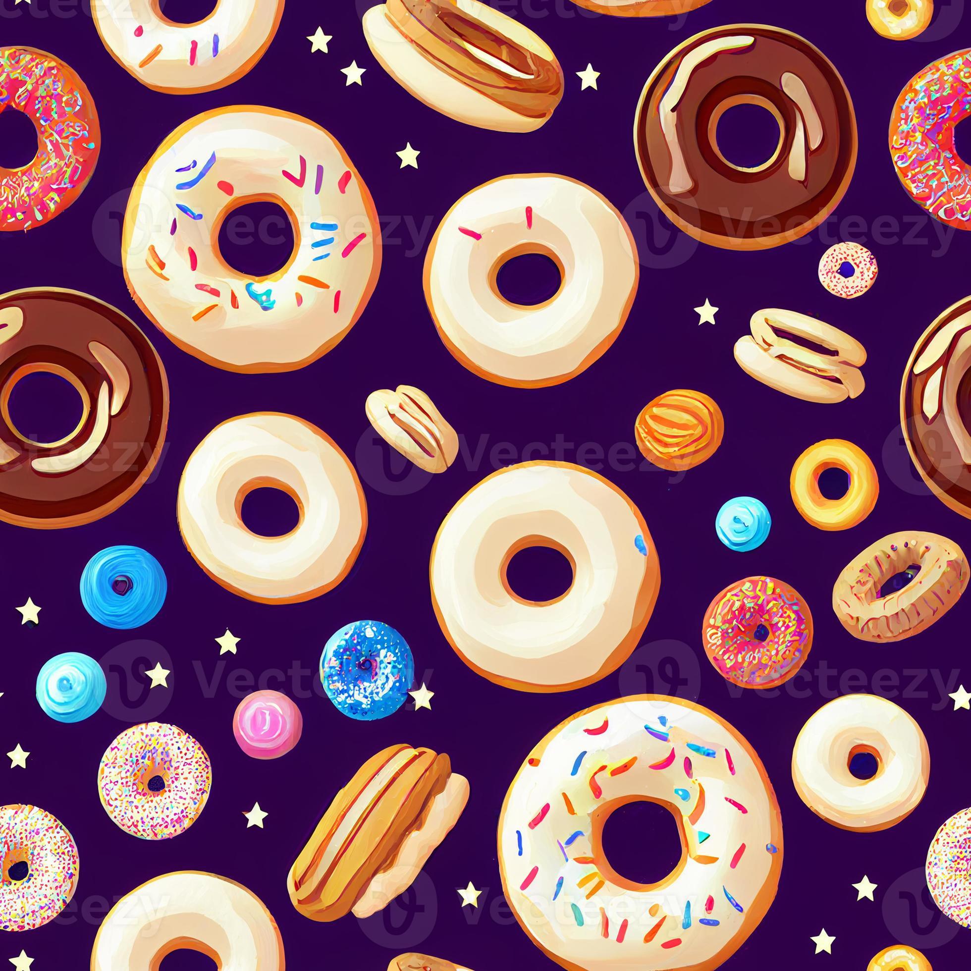 Seamless donut pattern, background, cartoon wallpaper, 3d illustration