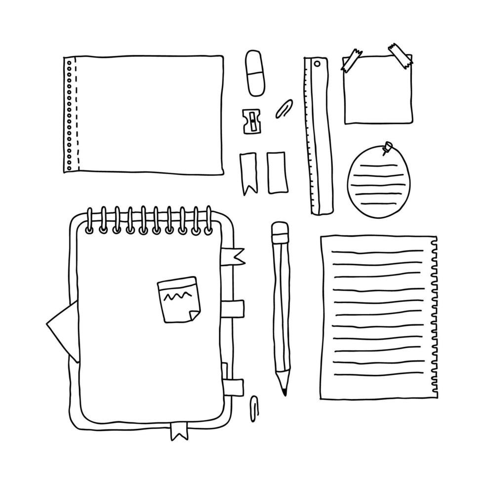 Black and White Doodled Notepads vector