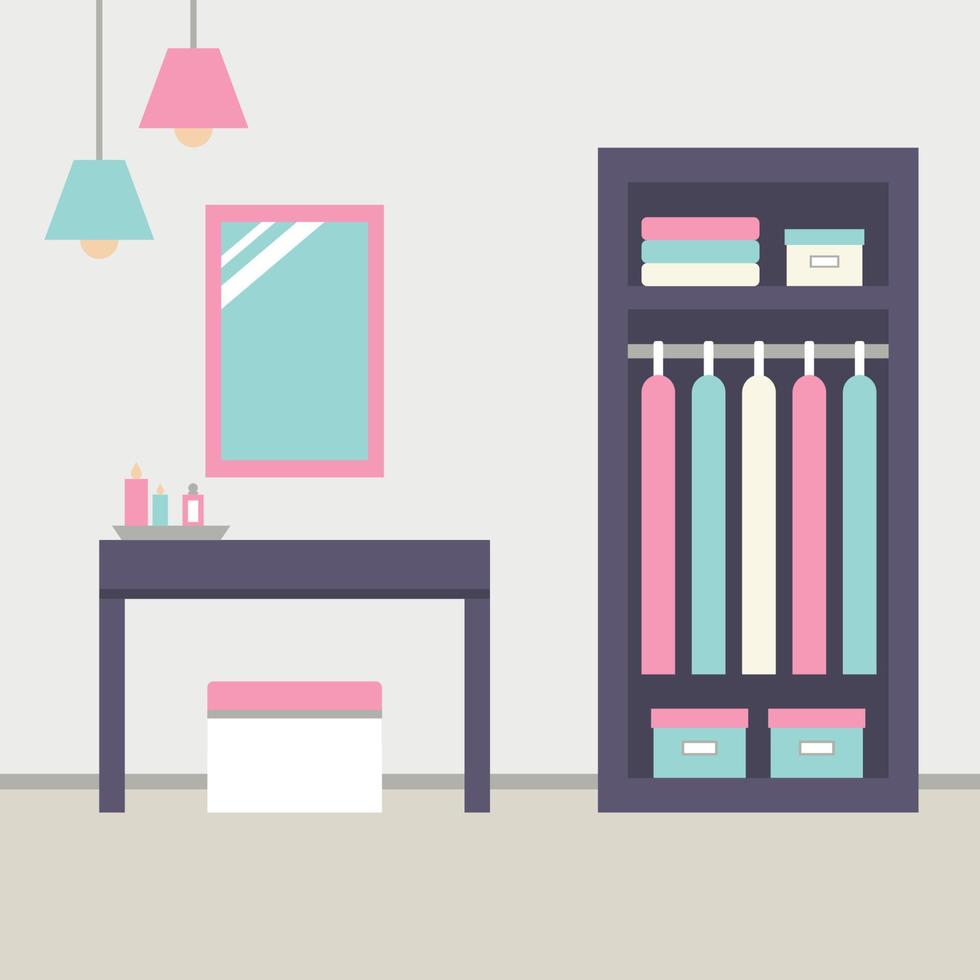 Flat Colorful Dressing Room vector