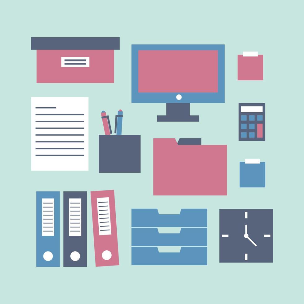 Office Material Flat Icons vector
