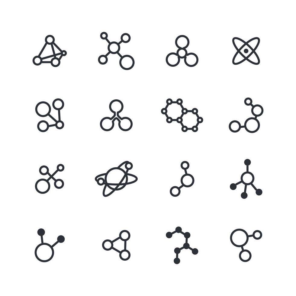Molecules Outlined Icons vector