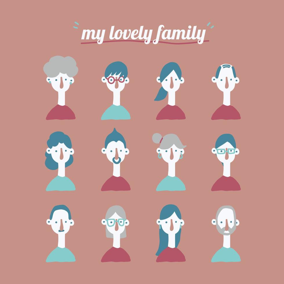 ilustración de una linda familia vector