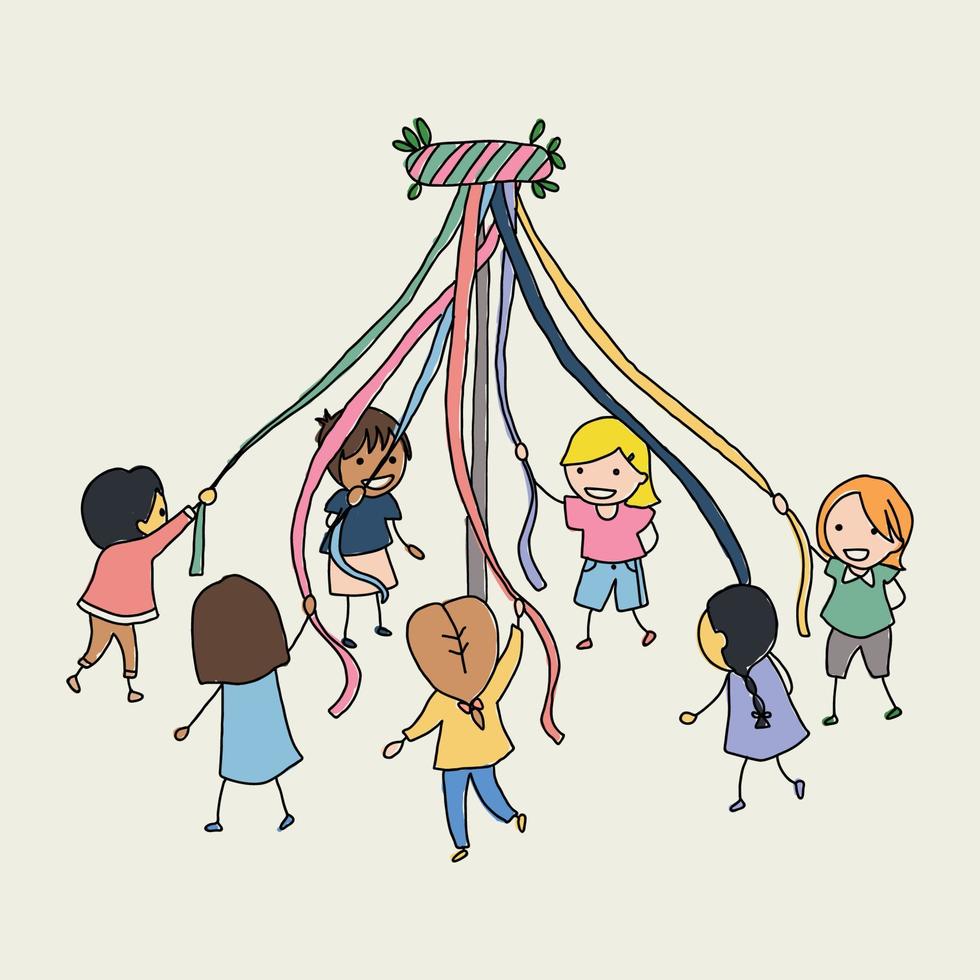 Maypole Cute Drawing vector