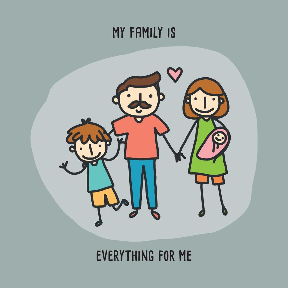 Cute Doodled Family vector