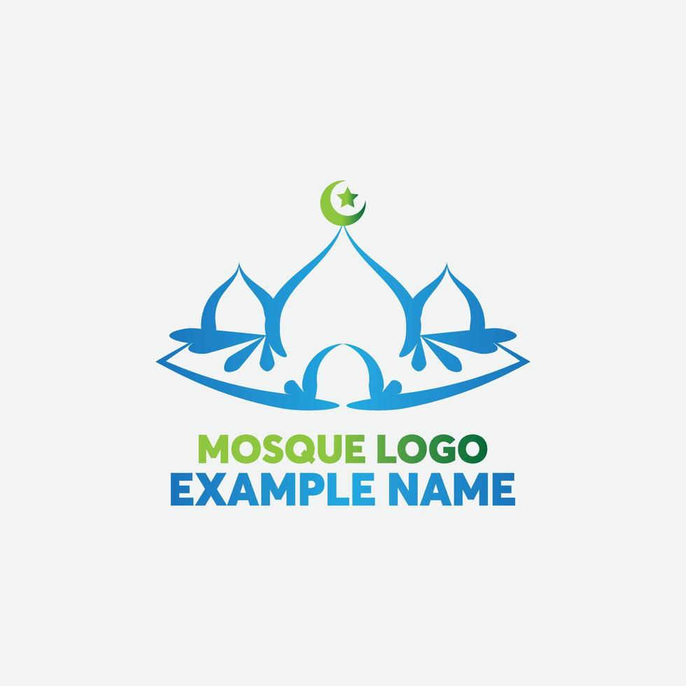 Islamic logo template, Ribbon islamic dome palace logo design template. elegant tower, dome, mosque logo ideas. inspiration logo design. template vector illustration.