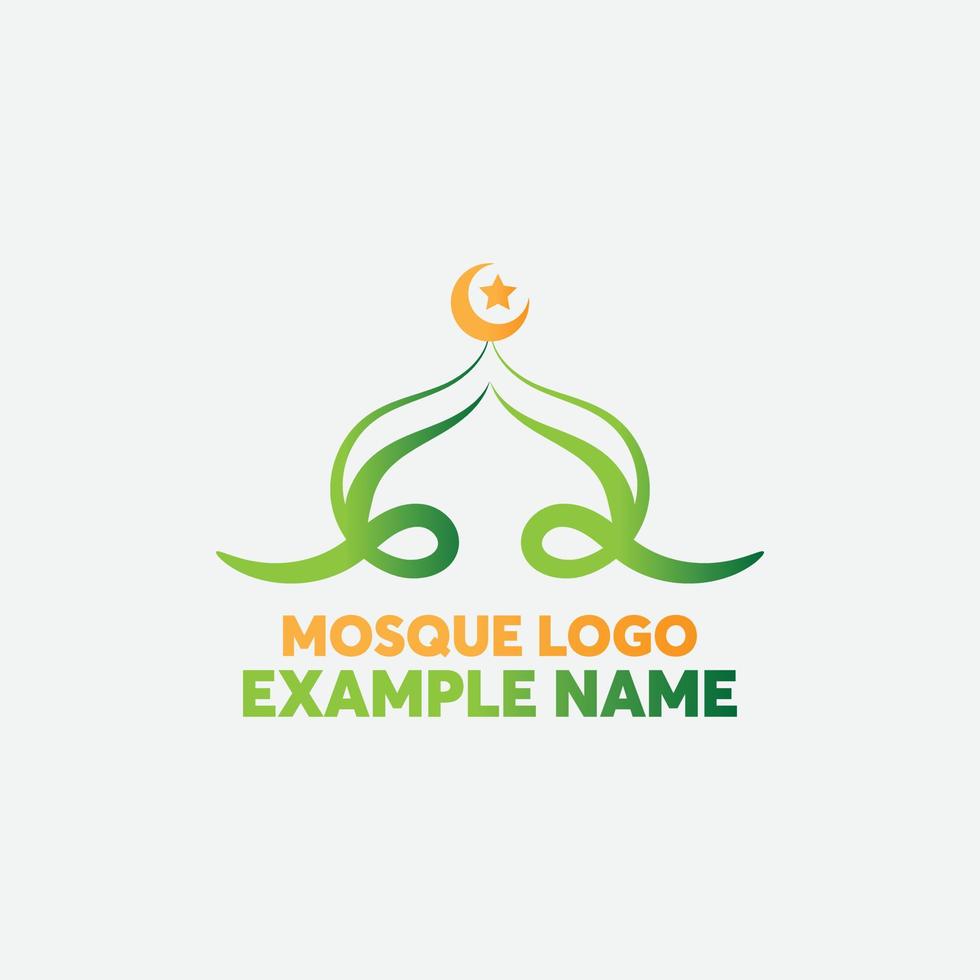 Islamic logo template, Ribbon islamic dome palace logo design template. elegant tower, dome, mosque logo ideas. inspiration logo design. template vector illustration.