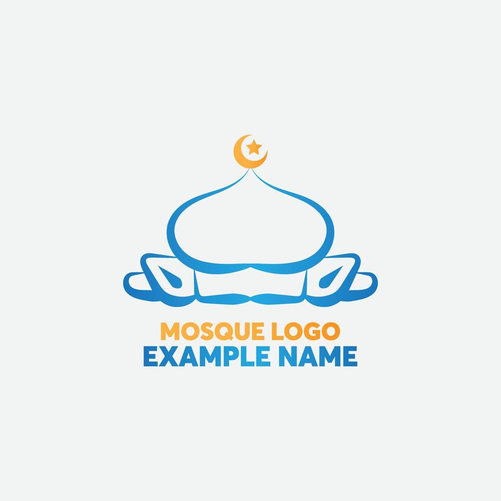 Islamic logo template, Ribbon islamic dome palace logo design template. elegant tower, dome, mosque logo ideas. inspiration logo design. template vector illustration.