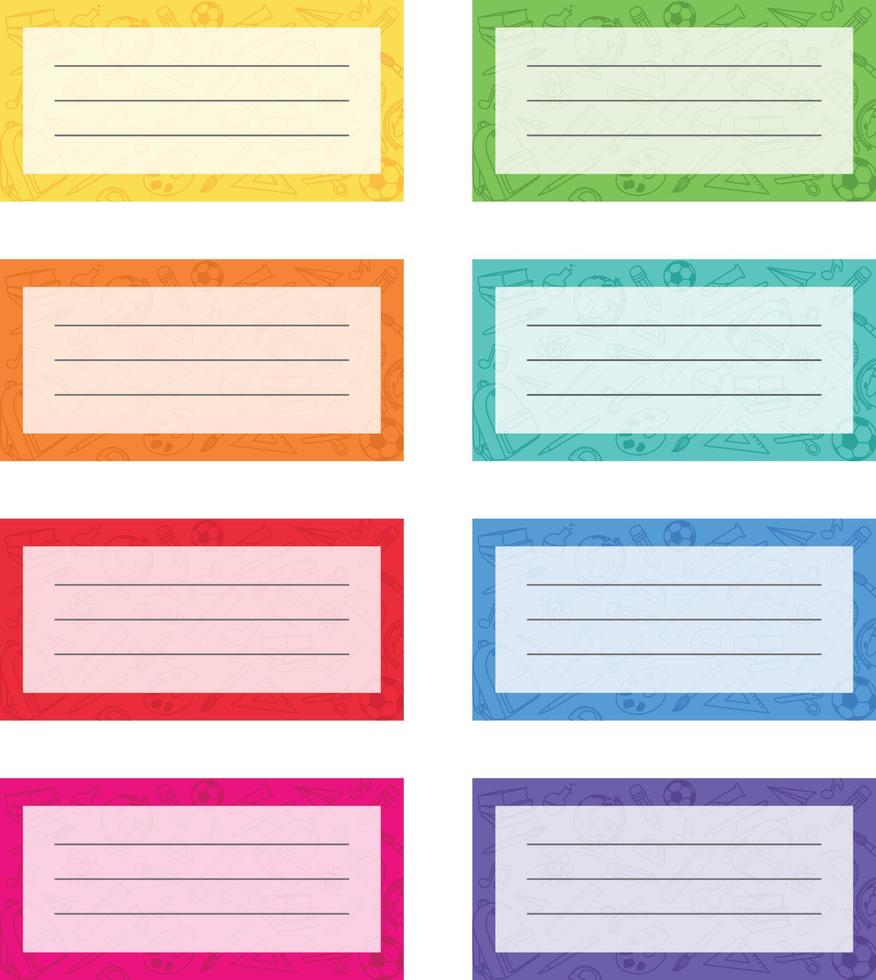 Notebook labels. Colorful vector design.