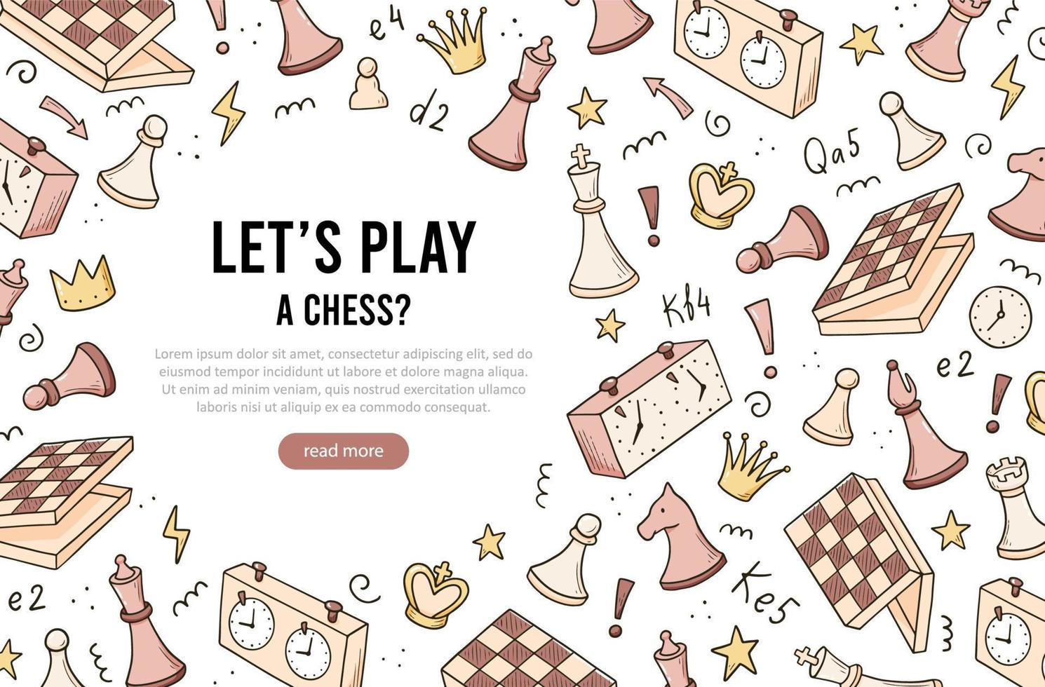 Hand drawn banners template with cartoon chess vector