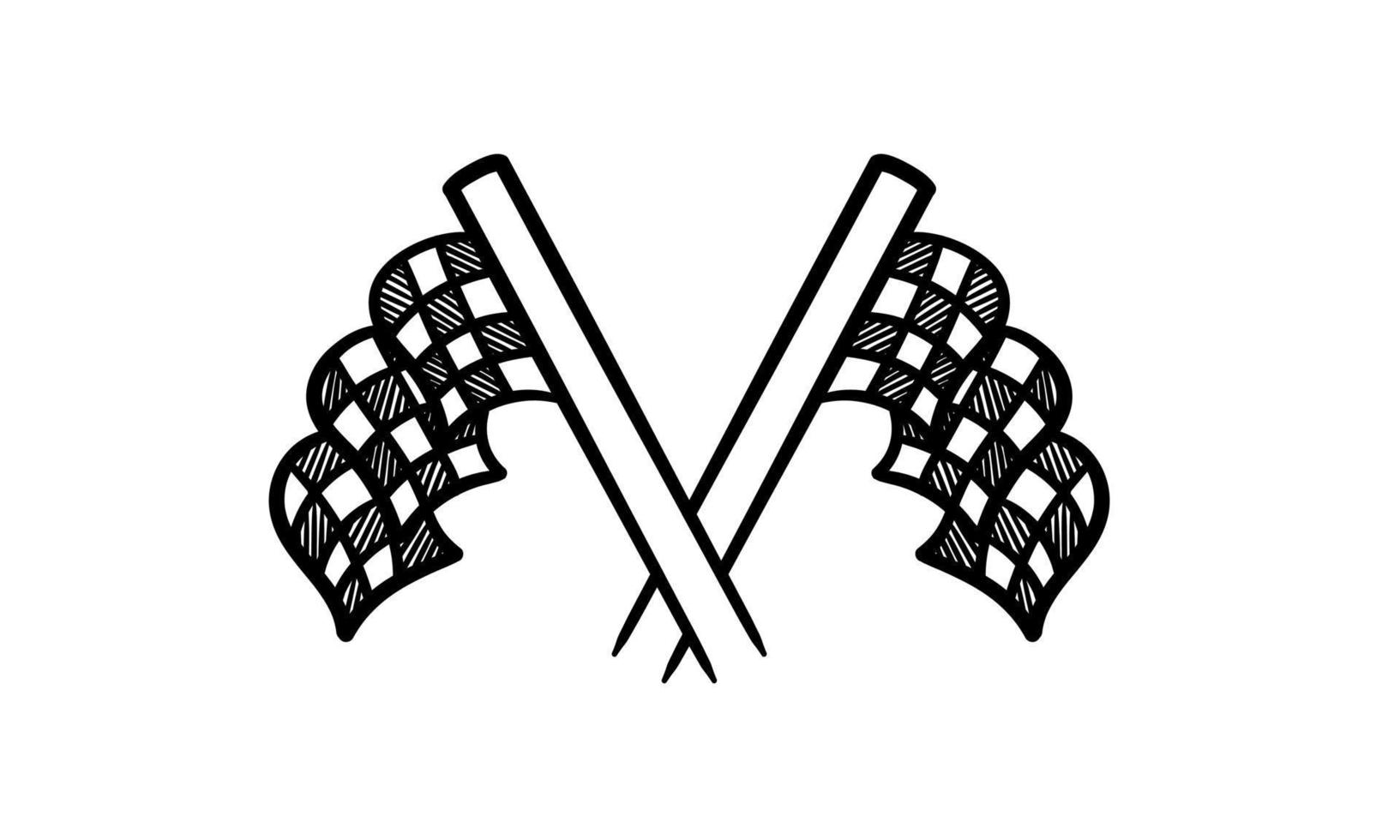 hand drawn racing flag black and white vector