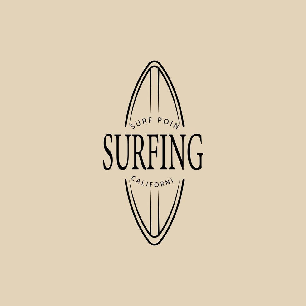 surfing line art logo, icon and symbol, vector illustration design