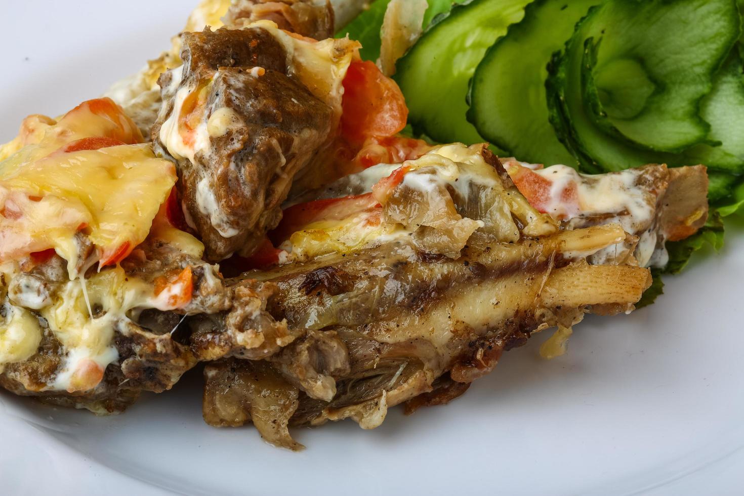 Lamb ribs on the plate photo