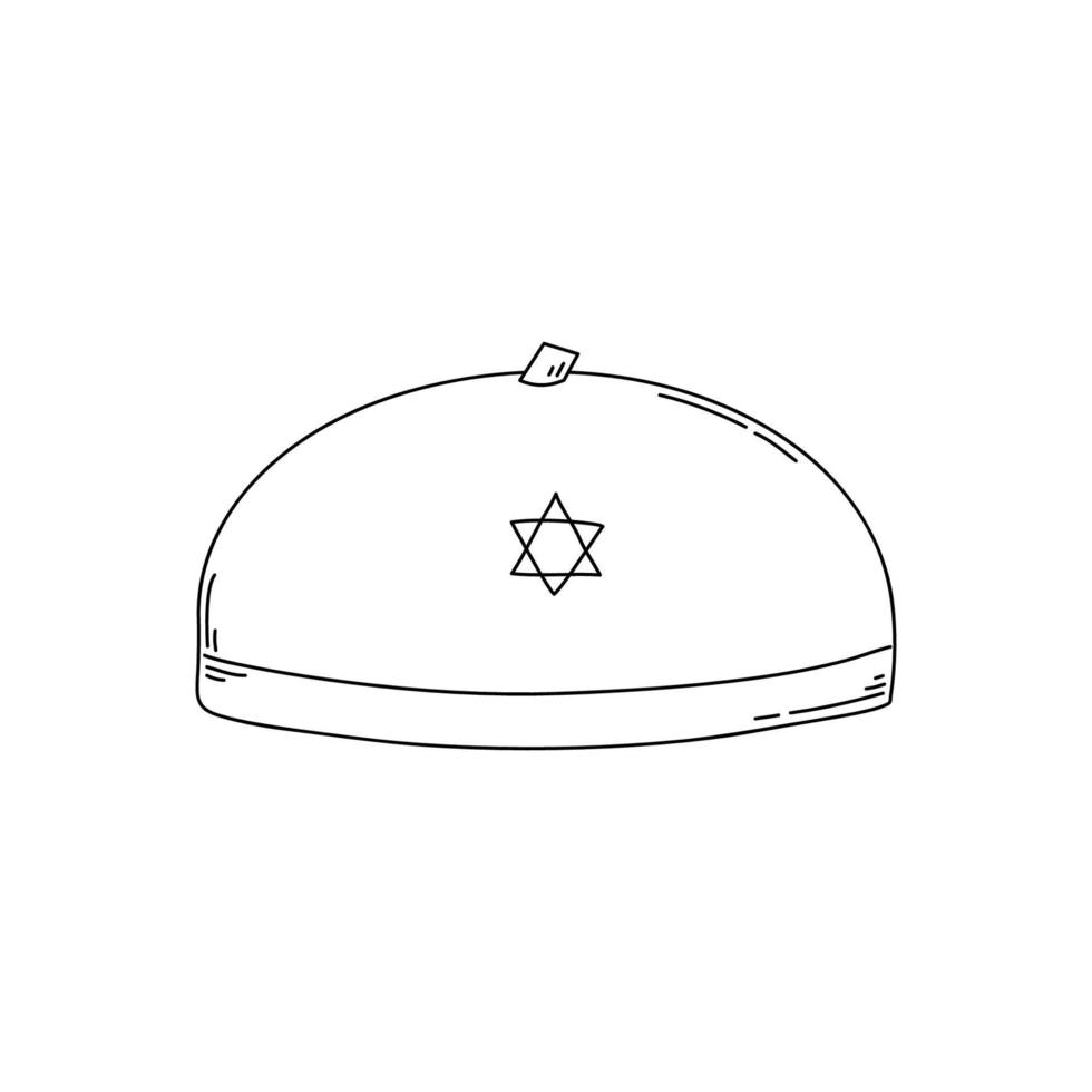 ilustración de silueta de icono de yarmulke. boceto de garabato signo negro. ilustración vectorial vector