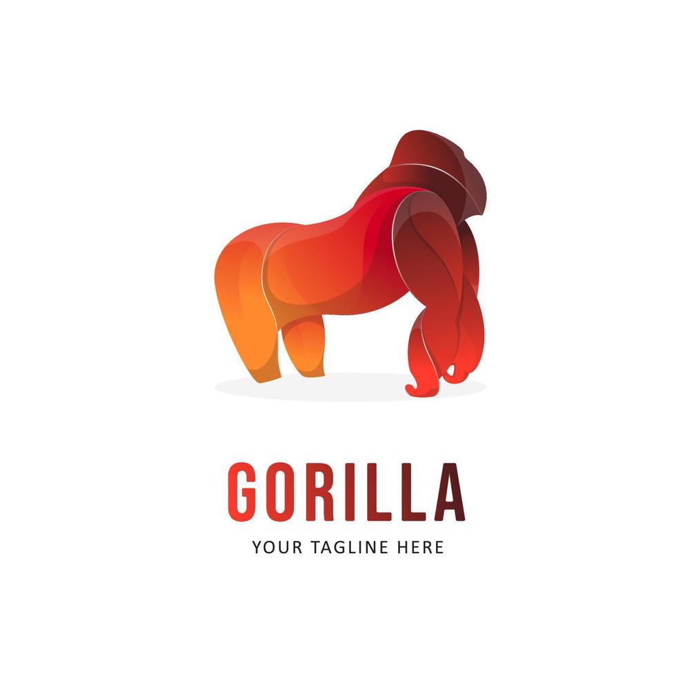 Colorful Gorilla Logo Design. Gradient Style Logo Animal vector