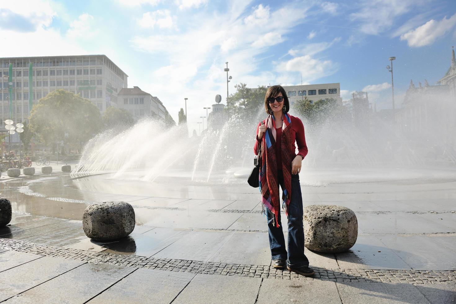 tourist woman have fun in france photo