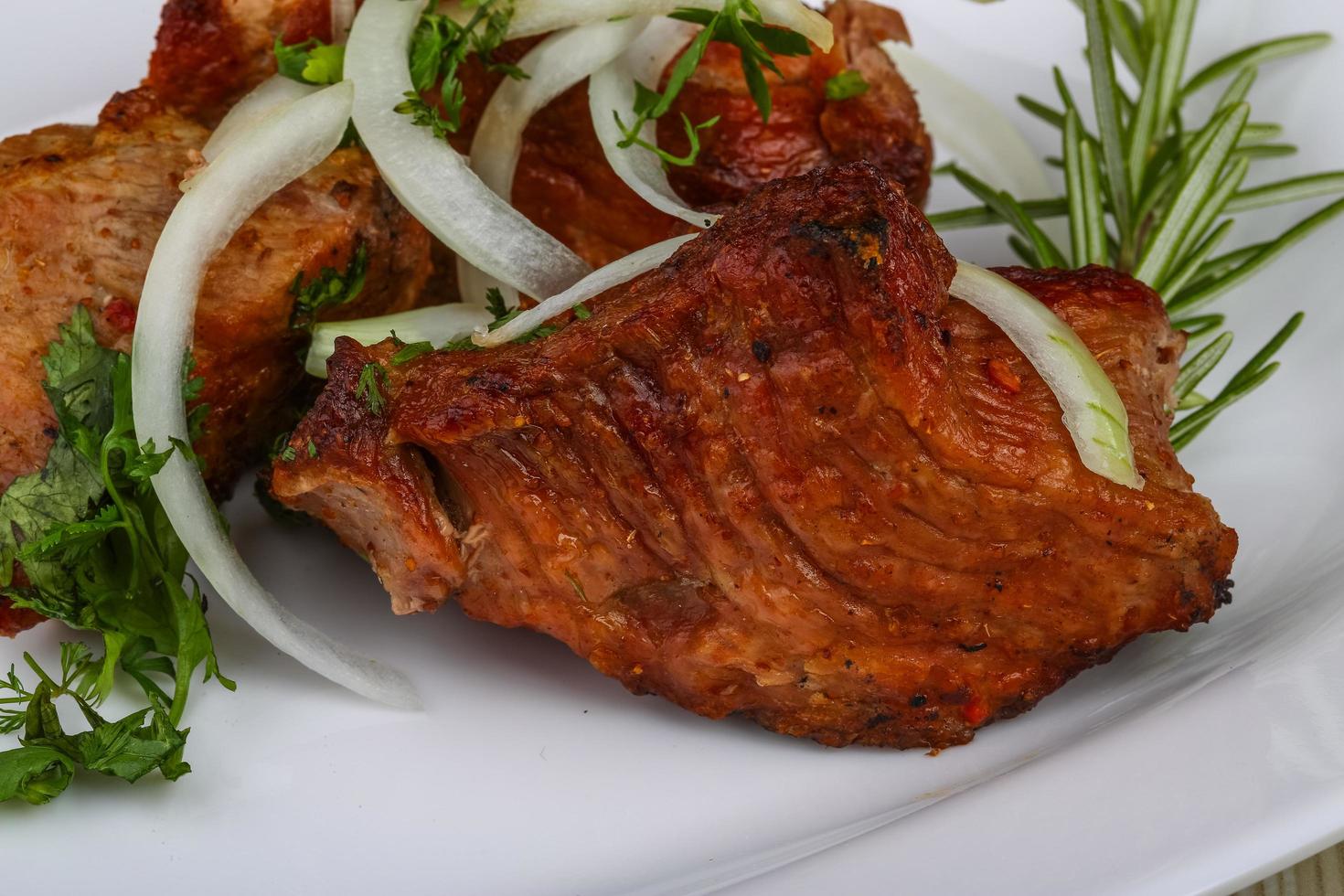 Shashlik on plate photo