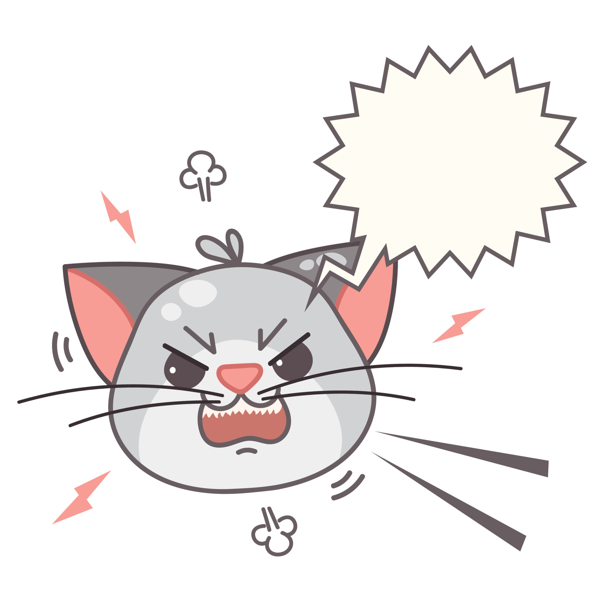 Cute White Cat Angry Cartoon