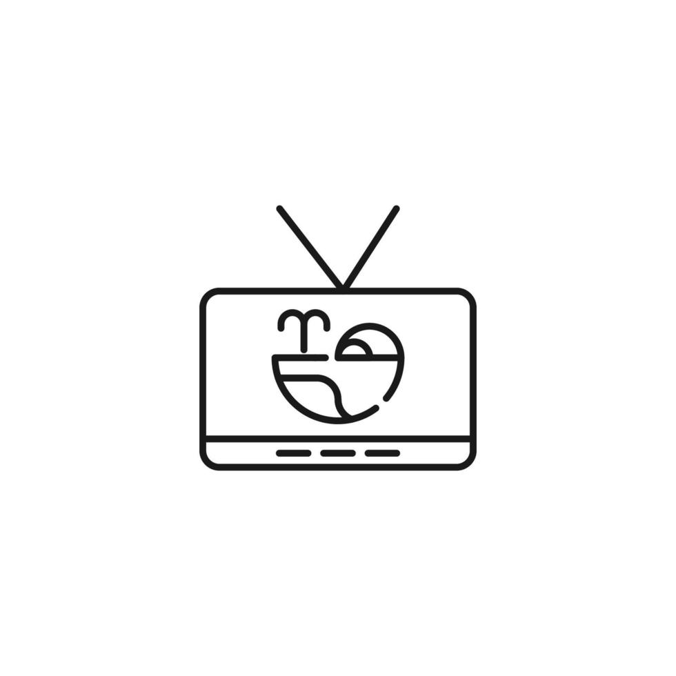 Television, tv set, tv show concept. Vector sign drawn in flat style. Suitable for sites, articles, books, apps. Editable stroke. Line icon of whale on tv screen