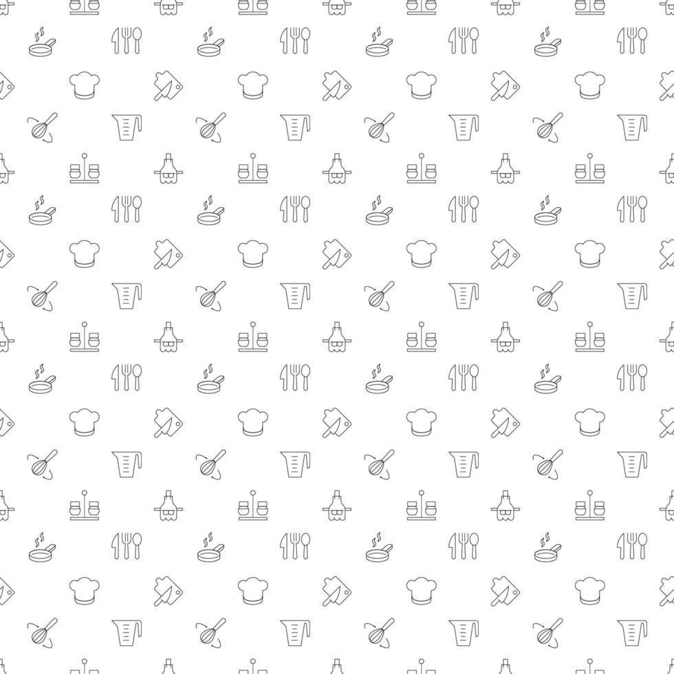 Vector seamless pattern of cooking and culinary is made of line icons. Perfect for web sites, wraps, wallpapers, postcards