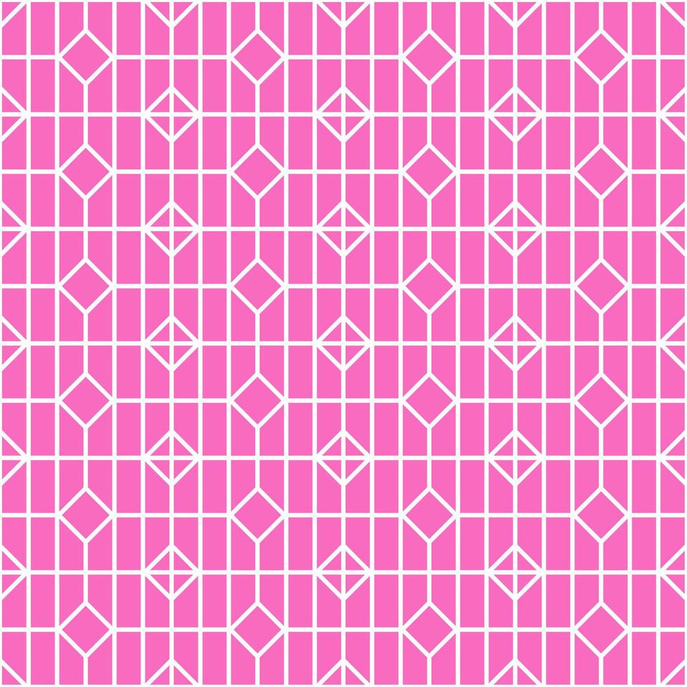 Vector seamless pattern of white lines and rhombs on pink background for websites, textile, wrappers, wallpapers