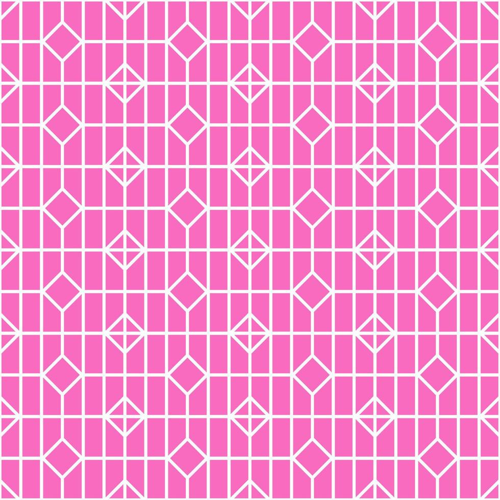 Vector seamless pattern of white lines and rhombs on pink background for websites, textile, wrappers, wallpapers